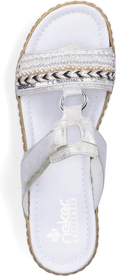 Rieker Slippers plateau zomerschoen pantoffels met decoratieve parels en pailletten