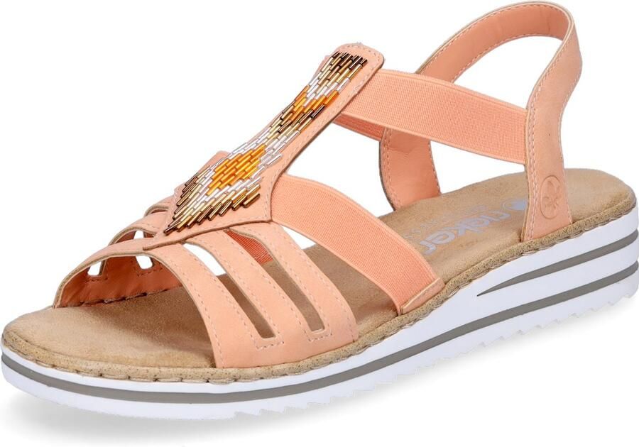 Rieker Sleehaksandaaltjes zomerschoen sandaal sleehak met decoratieve sier elementen