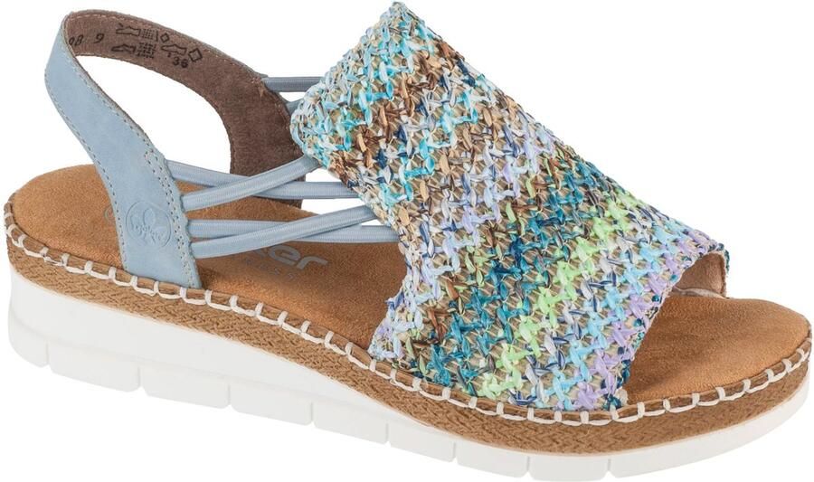 Rieker Sandalen zomerschoen sandaal sleehak in modieuze vlecht-look