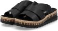 Rieker Slippers sleehak zomerschoen slippers met jute omlijsting - Zwart