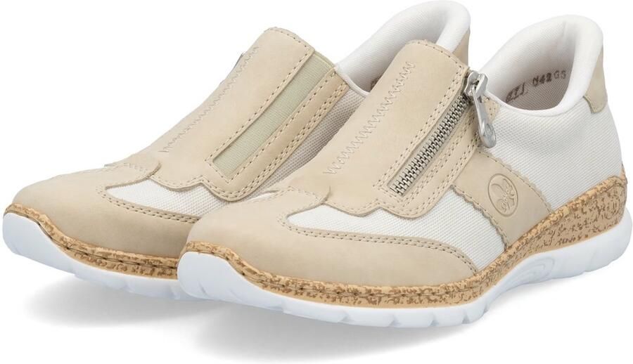 Rieker Slip-on sneakers lage schoen vrijetijdsschoen met rits en memosoft-binnenzool