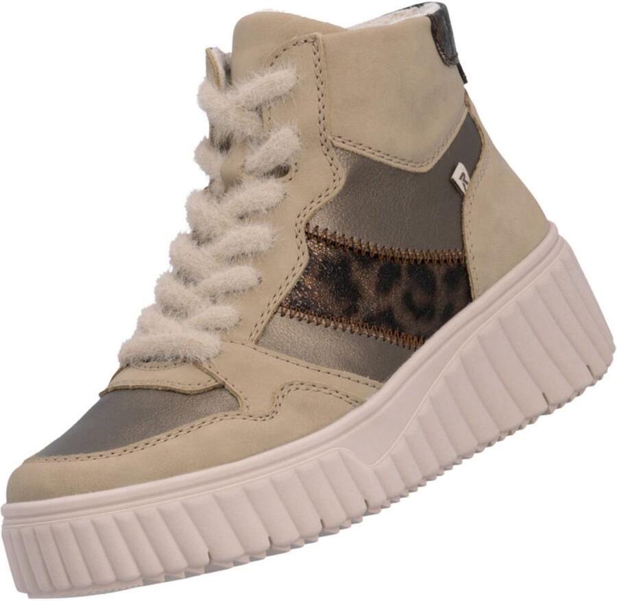 Rieker damessneakers met hoge schacht beige luipaardprint
