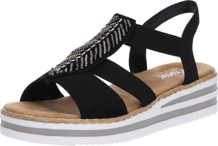 Rieker Sandaaltjes zomerschoen sandaal plateauhak met glinsterende strass-steentjes - Foto 7