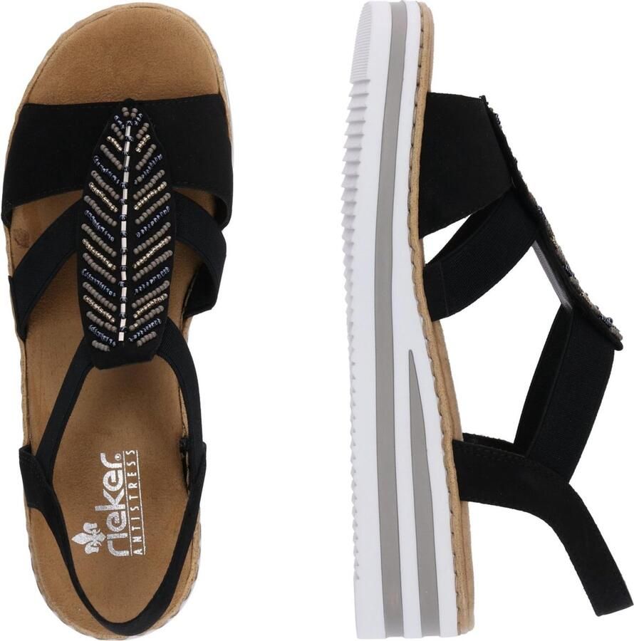 Rieker Sandaaltjes zomerschoen sandaal plateauhak met glinsterende strass-steentjes - Foto 2