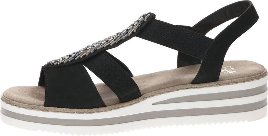 Rieker Sandaaltjes zomerschoen sandaal plateauhak met glinsterende strass-steentjes - Foto 11