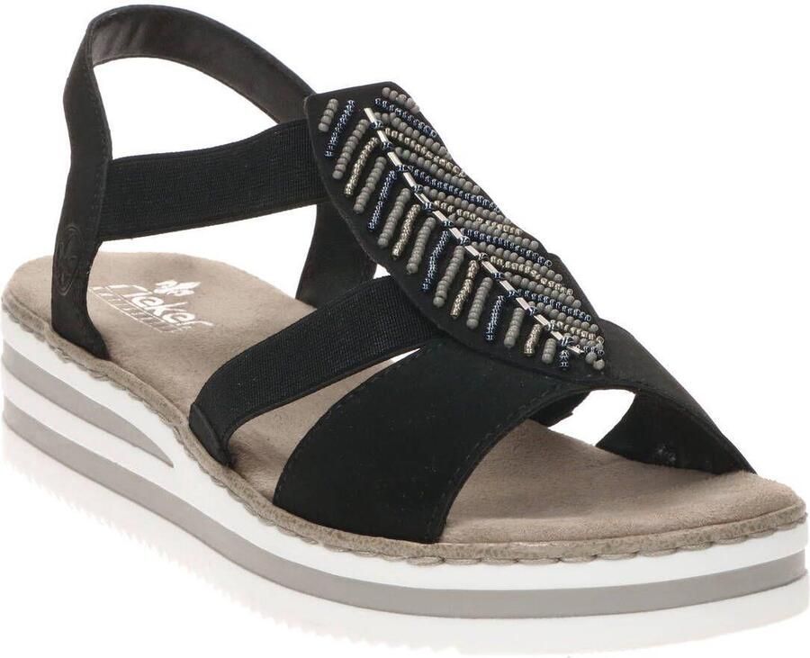 Rieker Sandaaltjes zomerschoen sandaal plateauhak met glinsterende strass-steentjes - Foto 5