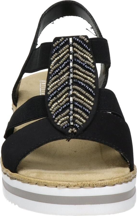 Rieker Sandaaltjes zomerschoen sandaal plateauhak met glinsterende strass-steentjes - Foto 10