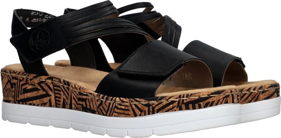 Rieker Sleehaksandaaltjes zomerschoen sandaal sleehak met gedessineerde plateauzool - Foto 6