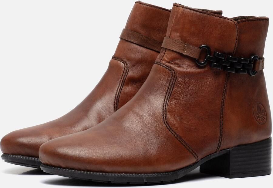 Rieker Stijlvolle cognac enkellaars met zwarte riem Brown Dames - Foto 2