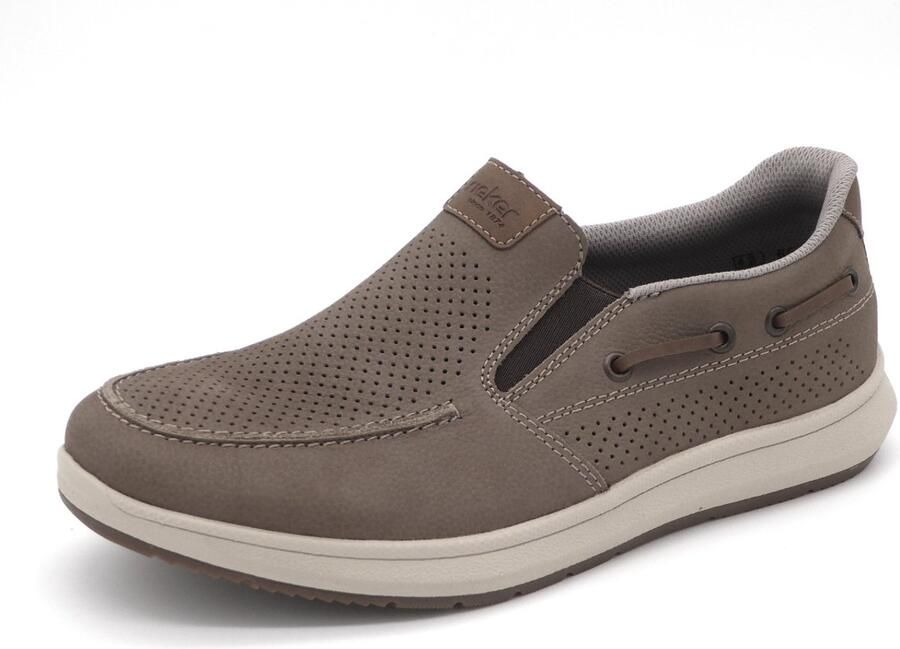 Rieker Instappers Bootschoen taupe H-leest Leer