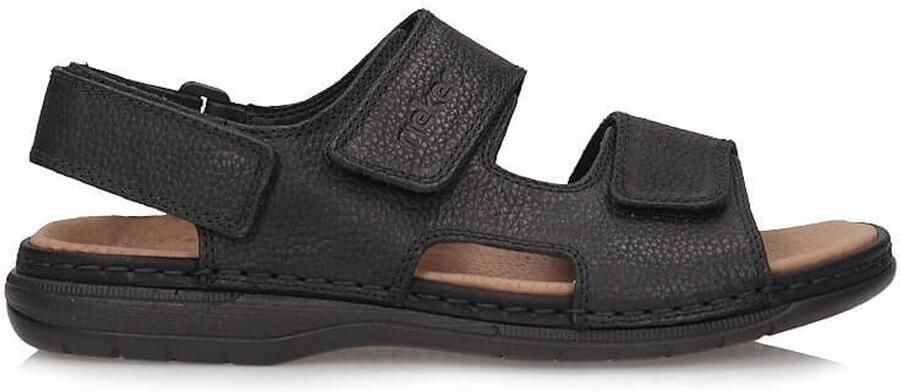 Rieker Heren Sandalen 25558-01 Zwart Leer Comfortabele Klittenband