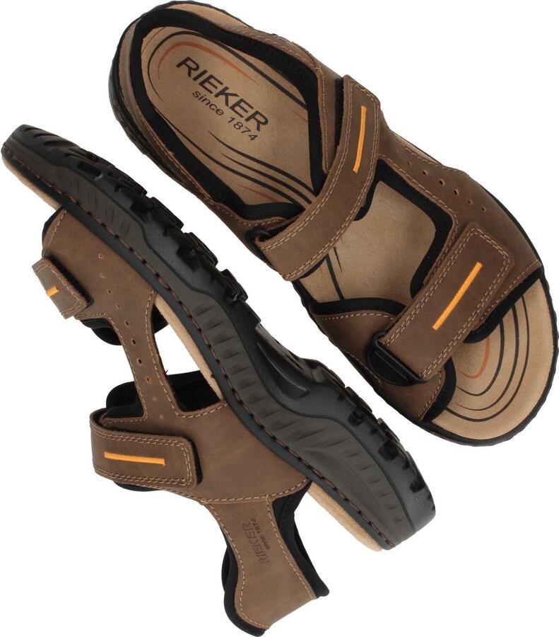 Rieker Heren Platte Sandaal in Bruin met Klittenbandsluitingen Brown - Foto 2