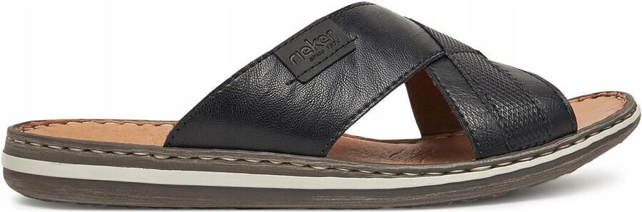 Rieker Heren Slippers Zwart Leer Comfort & Stijl