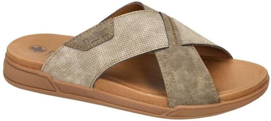 Rieker -Heren taupe donker pantoffels & slippers