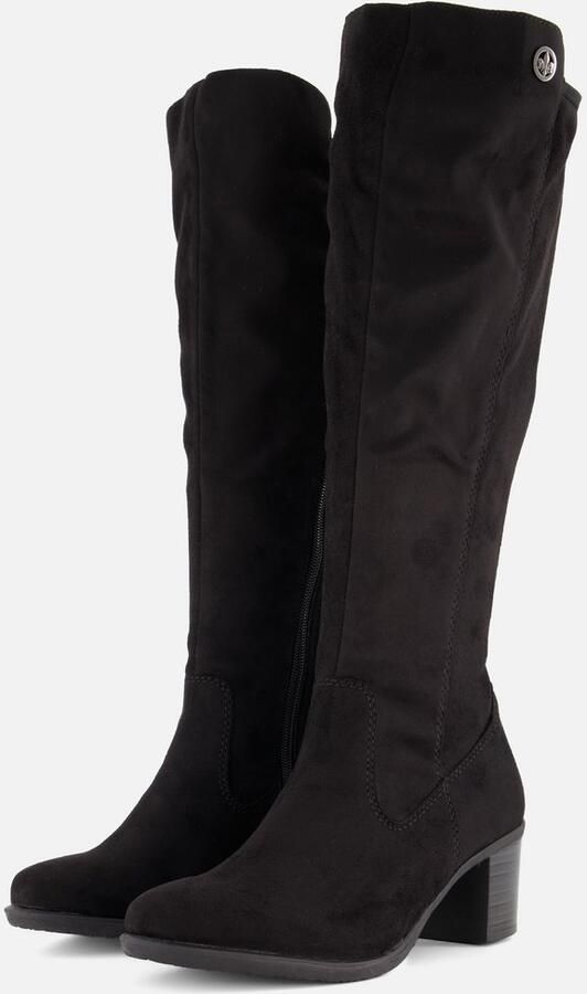 Rieker Zwarte Elastische Kniehoge Laars Klassieke Stijl Black Dames