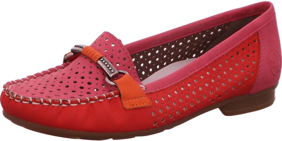 Rieker Instappers moccasin loafer zomerschoen met luchtige perforatie