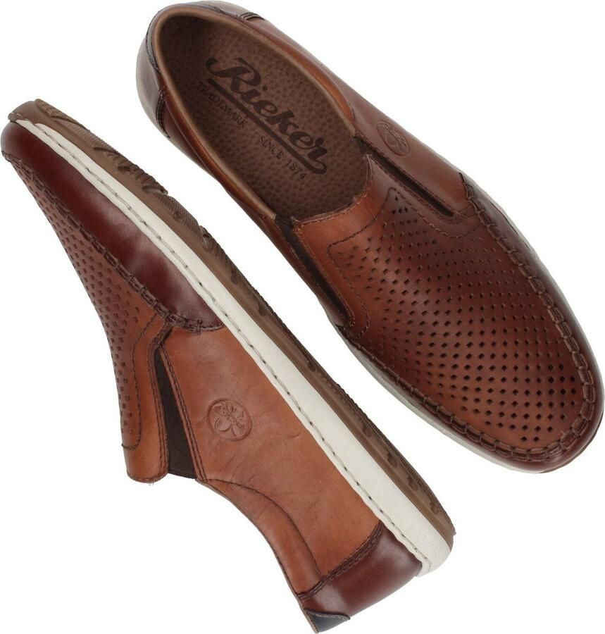 Rieker Instappers Slip-on sneaker instapschoen loafer met geperforeerde bovenkant - Foto 2