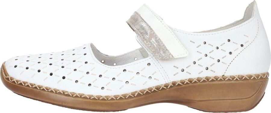 Rieker Witte zomerslip-on met geperforeerd ontwerp en klittenbandsluiting White Dames - Foto 8