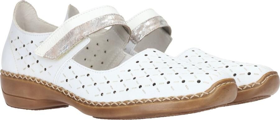 Rieker Witte zomerslip-on met geperforeerd ontwerp en klittenbandsluiting White Dames - Foto 7