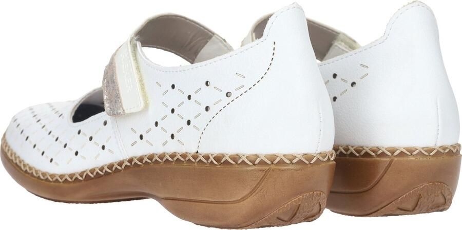 Rieker Witte zomerslip-on met geperforeerd ontwerp en klittenbandsluiting White Dames - Foto 4