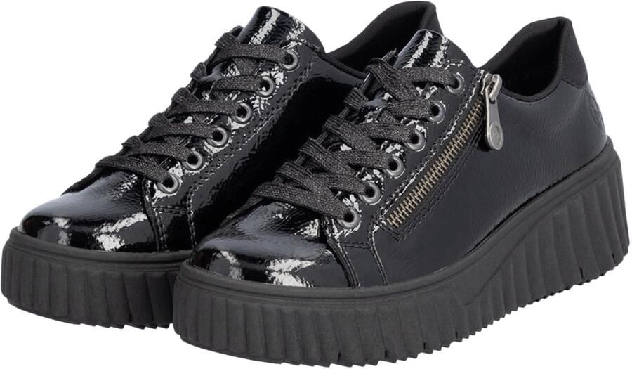 Rieker Plateausneakers vrijetijdsschoen lage schoen veterschoen met plateauzool - Foto 3