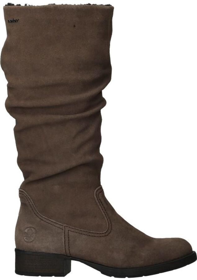 Rieker art. Z9567-45 taupe suede kuit knielaars met rits