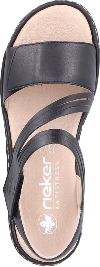 Rieker Zwarte leren band sandalen