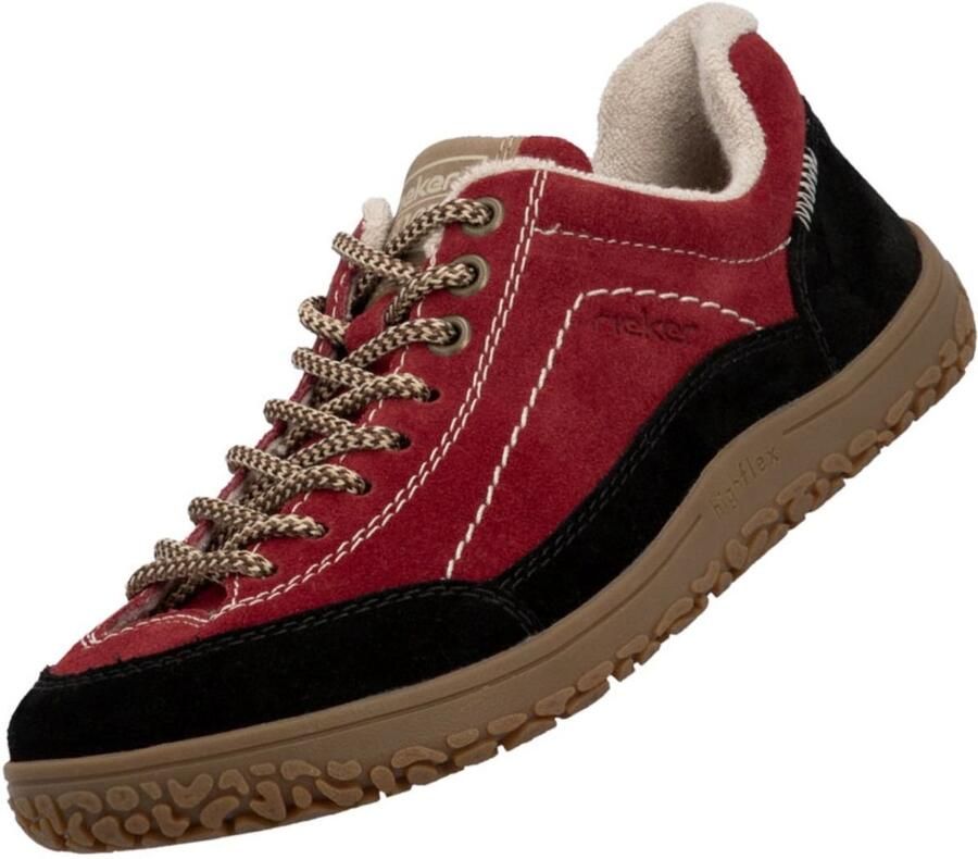 Rieker leren veterschoen voor dames rood extra breed