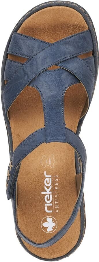 Rieker Comfortabele Platte Sandalen Blauw Dames