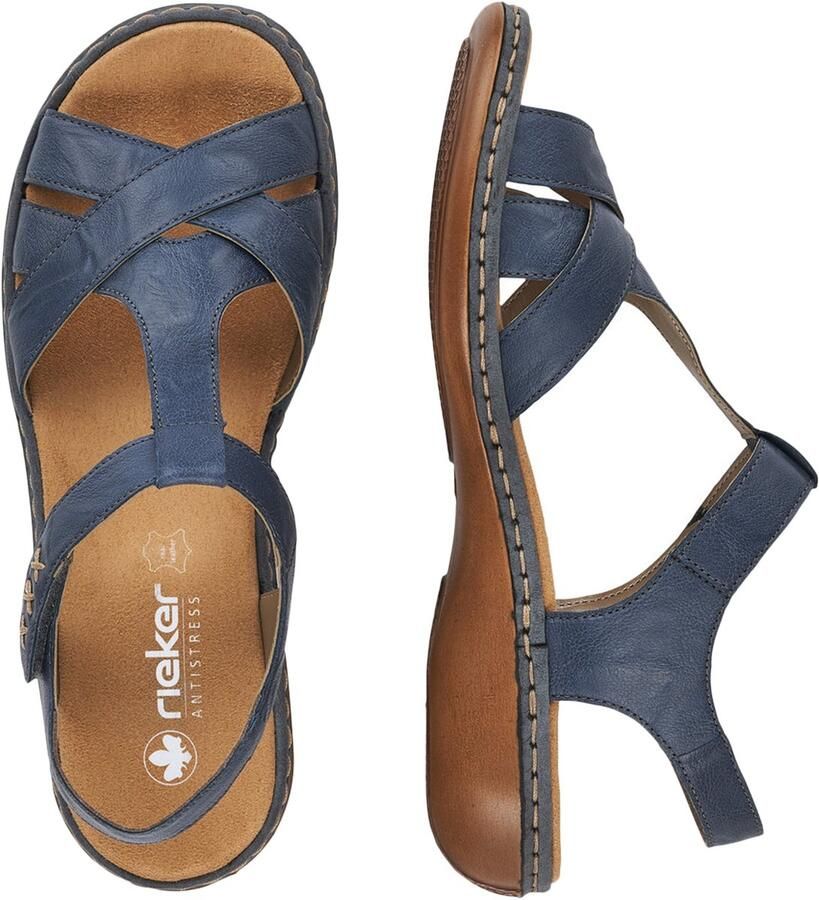 Rieker Comfortabele Platte Sandalen Blauw Dames - Foto 2