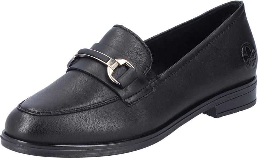 Rieker 46262-01 zwart instapper bitje dames leer