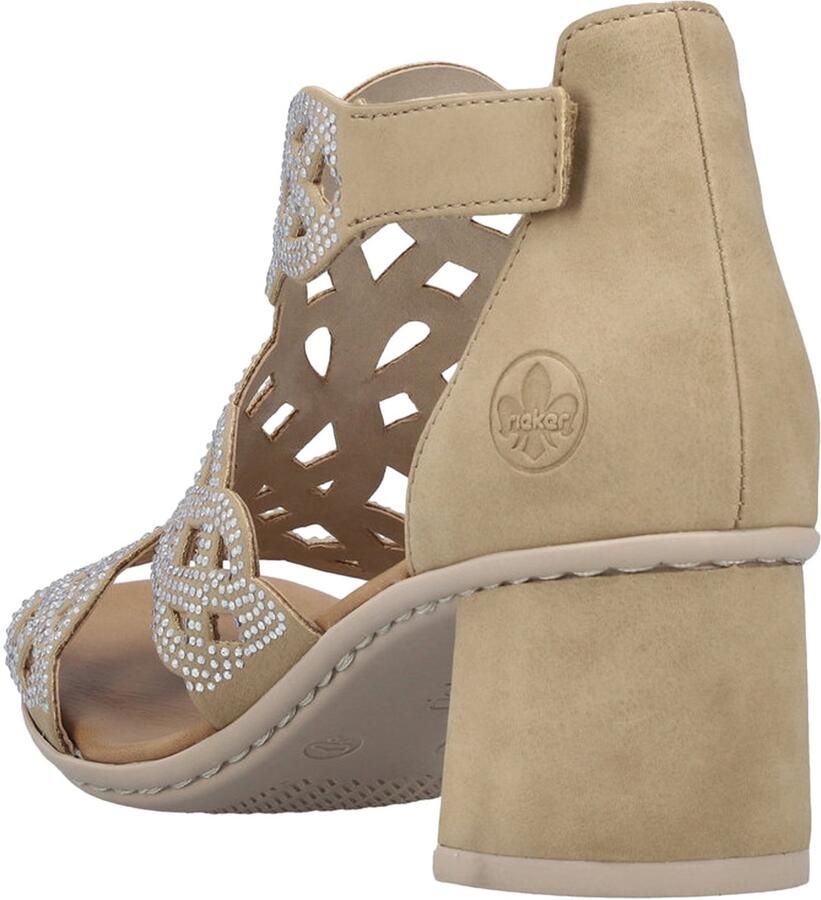 Rieker Sandaaltjes Zomerschoen schachtsandaal vakantieschoen blokhak met glitters