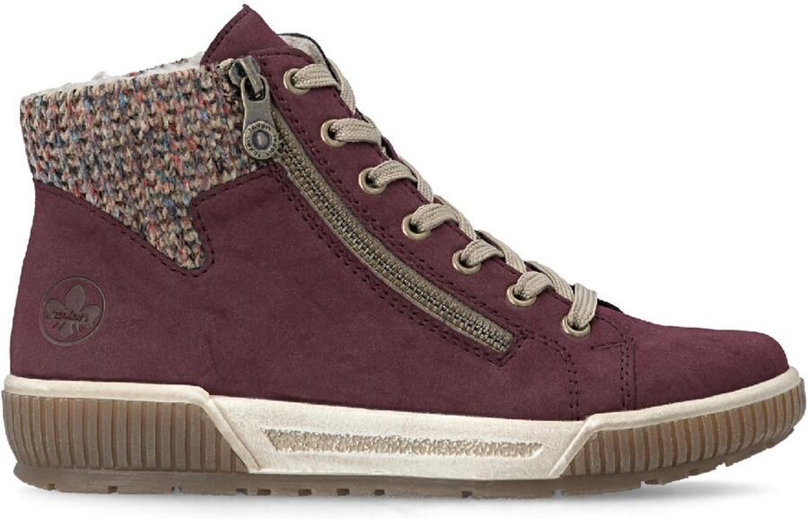Rieker N0709-35 Bordo veter-rits schoenen met uitneembaar voetbed