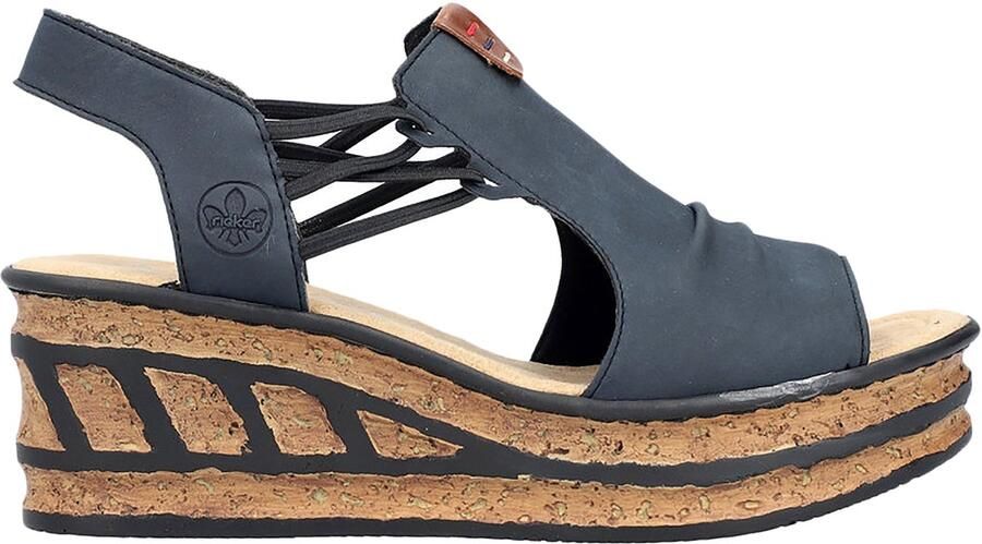 Rieker Sleehaksandaaltjes zomerschoen sandaal sleehak met zij-elastische banden