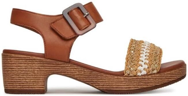 Remonte Sandaaltjes blockhak plateau sandaal zomerschoen met bandage in jute-look