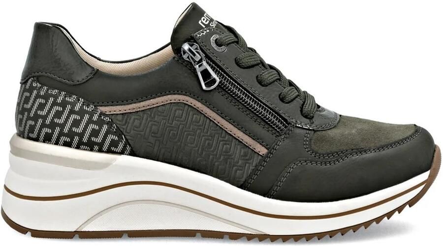 Rieker Remonte D0T16-54 sneaker Extra wijd groen Khaki veters rits uitneembare zool