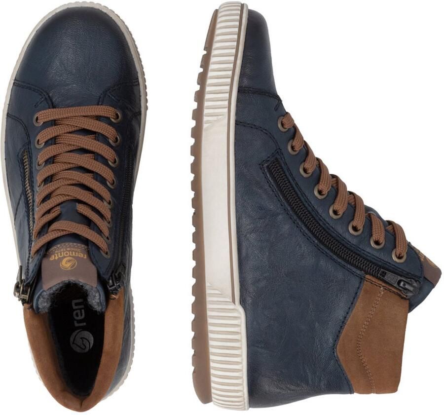 Rieker Remonte Veterboot D0772-16 Blauw Combi Warm Gevoerd