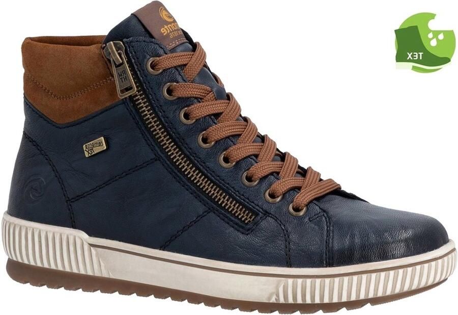 Rieker Remonte Veterboot D0772-16 Blauw Combi Warm Gevoerd