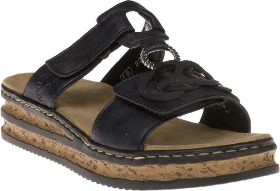 Rieker Slippers sleehak zomerschoen pantoffels met bandjes in gevlochten look - Foto 2
