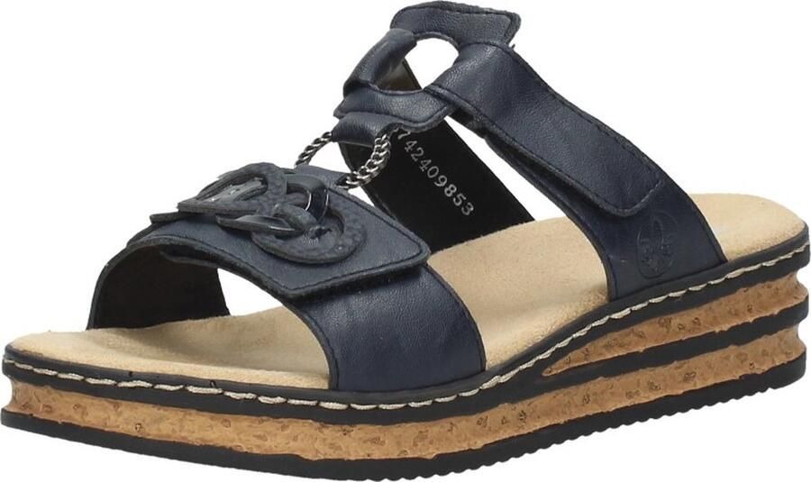 Rieker Slippers sleehak zomerschoen pantoffels met bandjes in gevlochten look - Foto 7