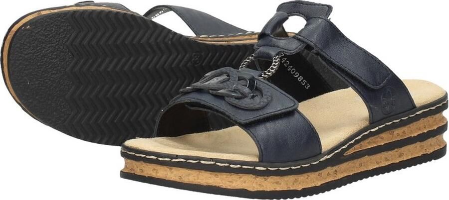Rieker Slippers sleehak zomerschoen pantoffels met bandjes in gevlochten look - Foto 9