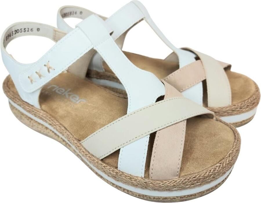 Rieker Sandaal V0919-80 Wit Beige Combi