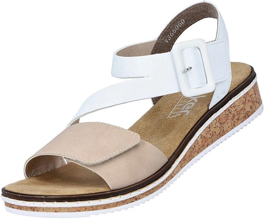 Rieker Sandalen zomerschoen sandaal sleehak met asymmetrische bandjes