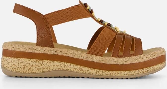 Rieker Bruine sandaal met kralen en platformzool Brown Dames