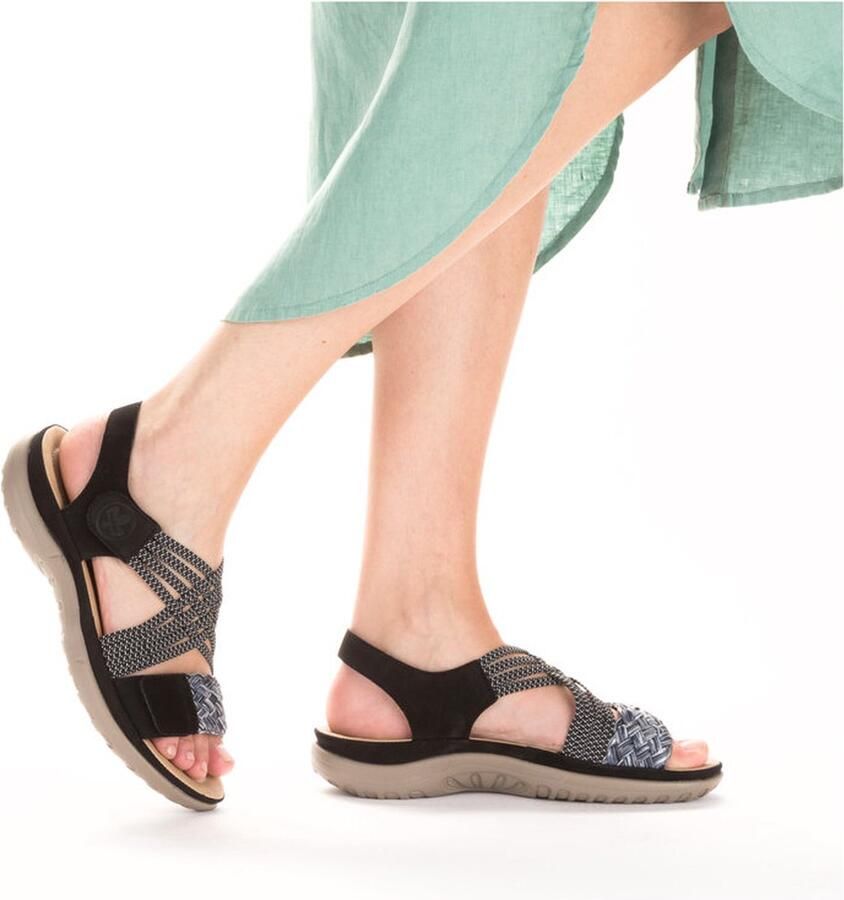 Rieker Sandalen zomerschoen sandaal sleehak met gevlochten bandage - Foto 5