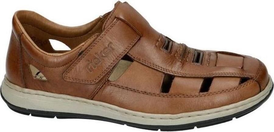 Rieker Bruine Leren Sandaal met Comfortabel Voetbed Brown Heren - Foto 4