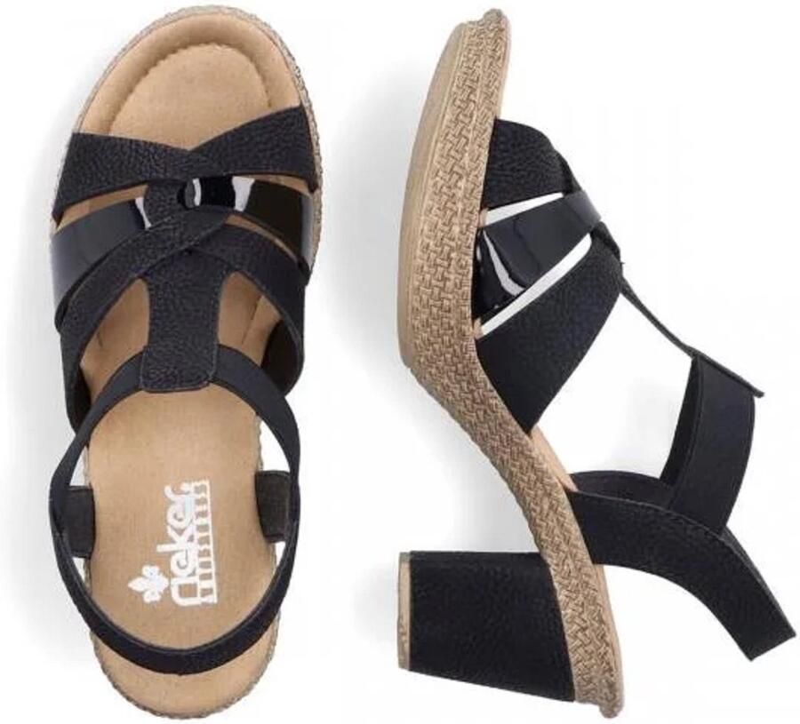Rieker Sandalen met hak zwart Nubuck Dames - Foto 4