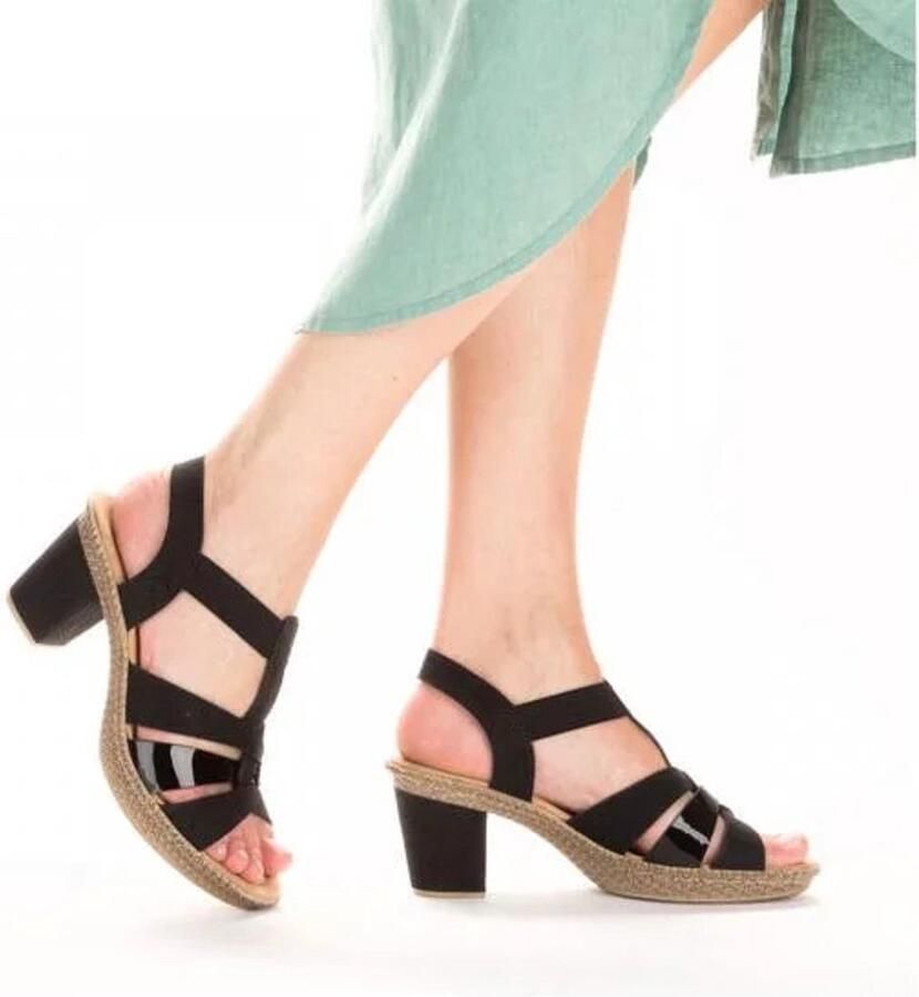 Rieker Sandalen met hak zwart Nubuck Dames - Foto 3