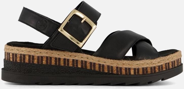 Rieker Comfortabele Leren Sandalen met Verhoogde Zool Black Dames - Foto 7