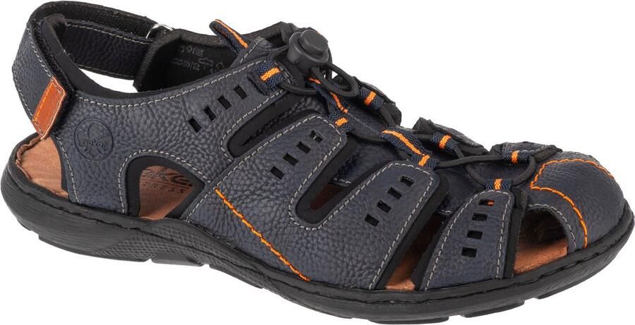 Rieker Blauwe platte sandalen voor heren Blauw